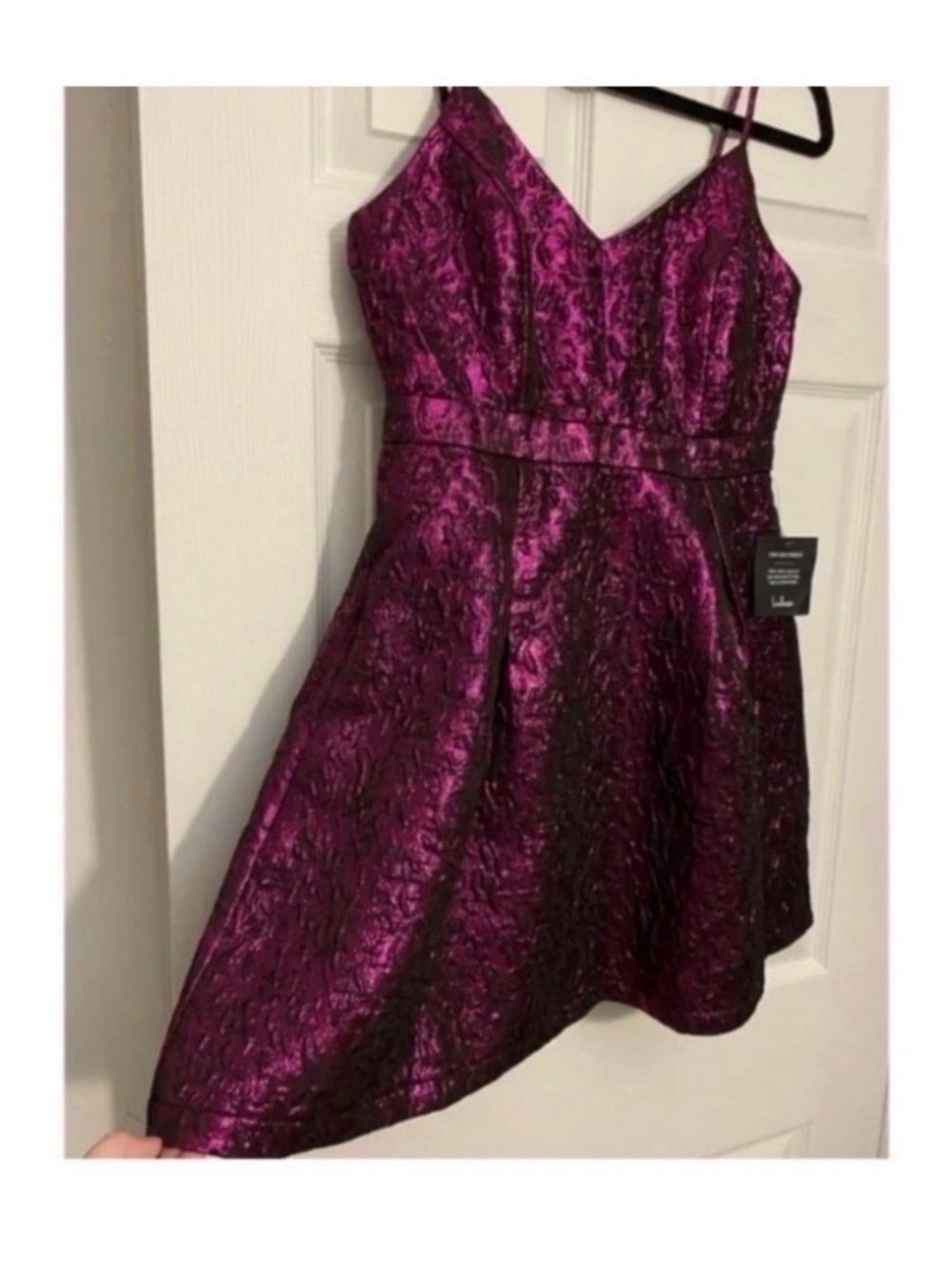LULUS Magenta Metallic Mini Dress Size Small New! - Picture 5 of 8